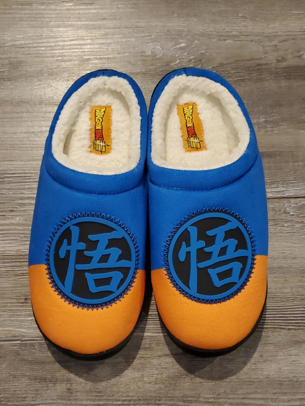 Dragon Ball Z Blue & Orange Slip-On Fleece-Lined  House Shoes Slippers Mens 7/8